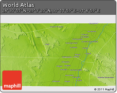 Physical 3D Map of the Area around 28° 47' 8" N, 30° 40' 29" E