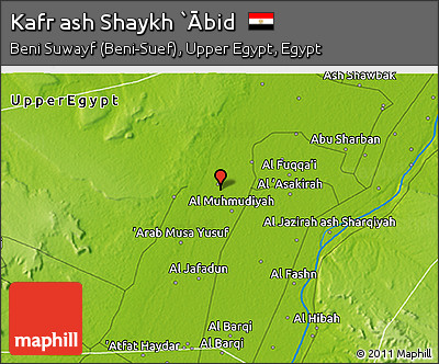 Physical 3D Map of Kafr Ash Shaykh `Ābid