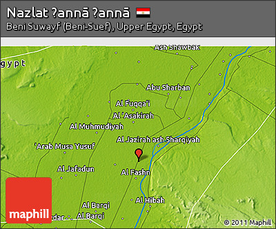 Physical 3D Map of Nazlat Ḩannā Ḩannā
