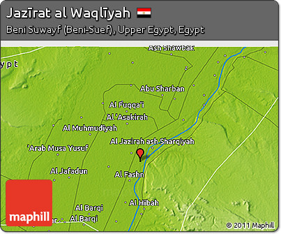 Physical 3D Map of Jazīrat Al Waqlīyah