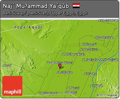 Physical 3D Map of Naj` Muḩammad Ya`qūb