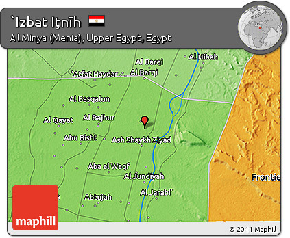 Political 3D Map of `Izbat Iţnīh
