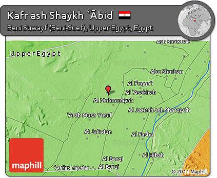 Political 3D Map of Kafr Ash Shaykh `Ābid