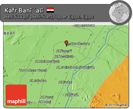 Political 3D Map of Kafr Banī `alī