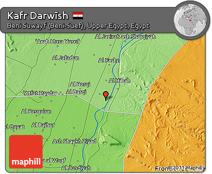 Political 3D Map of Kafr Darwīsh