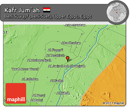 Political 3D Map of Kafr Jum`ah