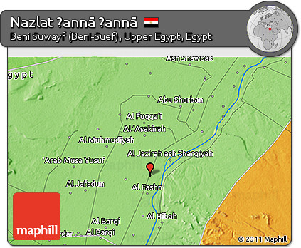Political 3D Map of Nazlat Ḩannā Ḩannā