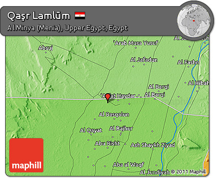 Political 3D Map of Qaşr Lamlūm