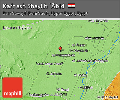 Political 3D Map of Kafr Ash Shaykh `Ābid