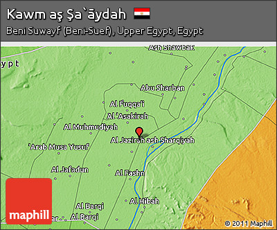 Political 3D Map of Kawm Aş Şa`āydah