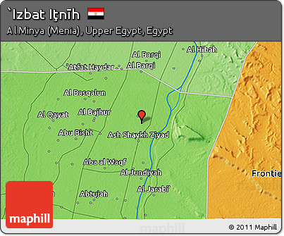 Political 3D Map of `Izbat Iţnīh