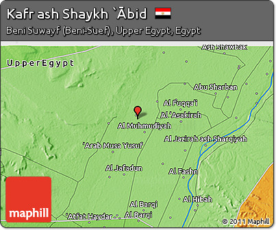 Political 3D Map of Kafr Ash Shaykh `Ābid