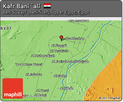Political 3D Map of Kafr Banī `alī