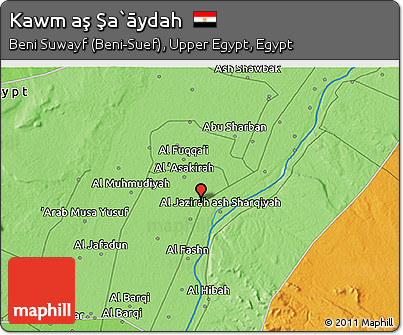 Political 3D Map of Kawm Aş Şa`āydah