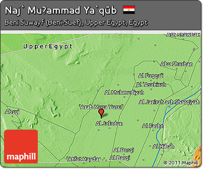 Political 3D Map of Naj` Muḩammad Ya`qūb