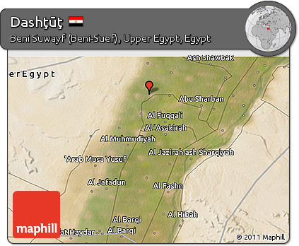 Satellite 3D Map of Dashţūţ