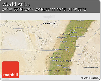 Satellite 3D Map of the Area around 28° 47' 8" N, 30° 40' 29" E