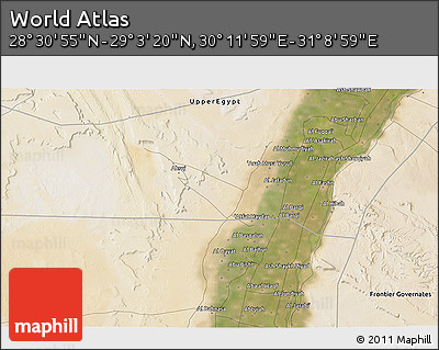 Satellite 3D Map of the Area around 28° 47' 8" N, 30° 40' 29" E