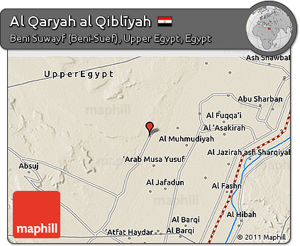 Shaded Relief 3D Map of Al Qaryah Al Qiblīyah