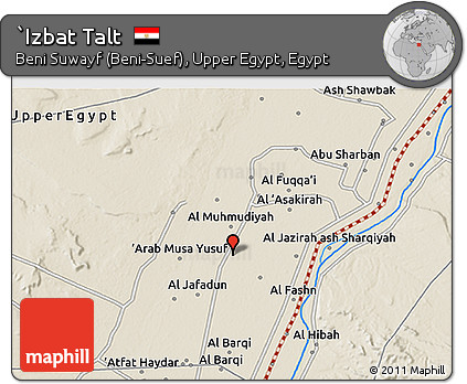 Shaded Relief 3D Map of `Izbat Talt