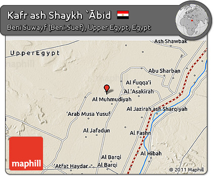 Shaded Relief 3D Map of Kafr Ash Shaykh `Ābid