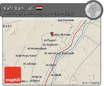 Shaded Relief 3D Map of Kafr Banī `alī