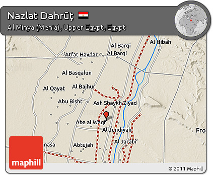 Shaded Relief 3D Map of Nazlat Dahrūţ