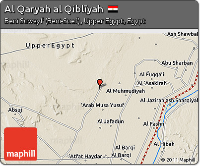 Shaded Relief 3D Map of Al Qaryah Al Qiblīyah