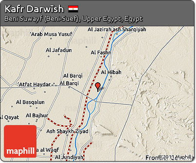 Shaded Relief 3D Map of Kafr Darwīsh