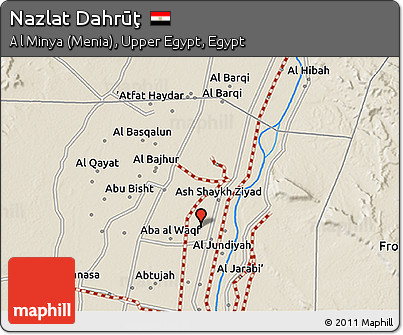Shaded Relief 3D Map of Nazlat Dahrūţ