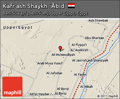 Shaded Relief 3D Map of Kafr Ash Shaykh `Ābid