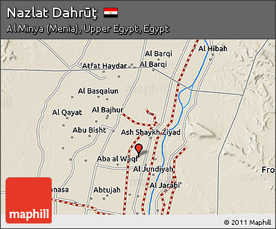 Shaded Relief 3D Map of Nazlat Dahrūţ