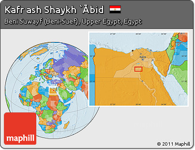 Political Location Map of Kafr Ash Shaykh `Ābid