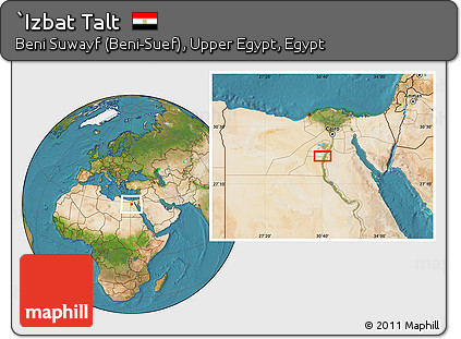 Satellite Location Map of `Izbat Talt