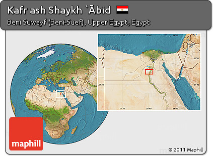Satellite Location Map of Kafr Ash Shaykh `Ābid