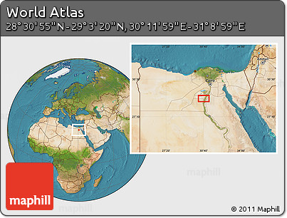 Satellite Location Map of the Area around 28° 47' 8" N, 30° 40' 29" E
