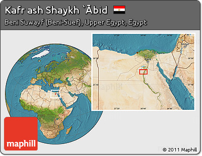 Satellite Location Map of Kafr Ash Shaykh `Ābid
