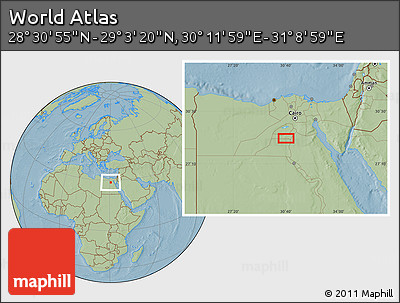 Savanna Style Location Map of the Area around 28° 47' 8" N, 30° 40' 29" E, hill shading