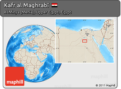 Shaded Relief Location Map of Kafr Al Maghrabī