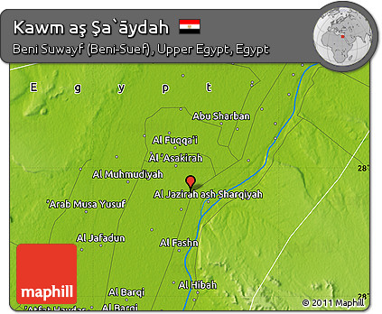 Physical Map of Kawm Aş Şa`āydah