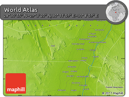 Physical Map of the Area around 28° 47' 8" N, 30° 40' 29" E