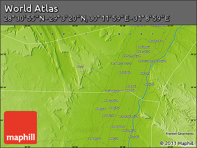 Physical Map of the Area around 28° 47' 8" N, 30° 40' 29" E