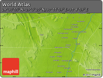 Physical Map of the Area around 28° 47' 8" N, 30° 40' 29" E