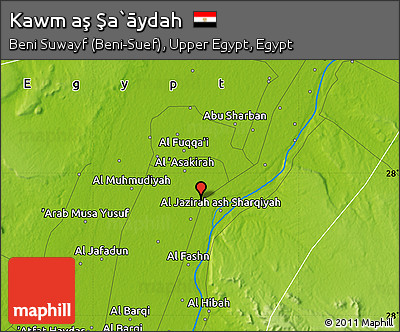 Physical Map of Kawm Aş Şa`āydah