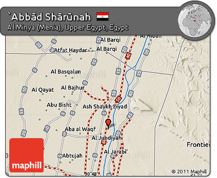 Shaded Relief Map of `Abbād Shārūnah