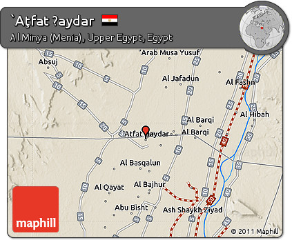 Shaded Relief Map of `Aţfat Ḩaydar