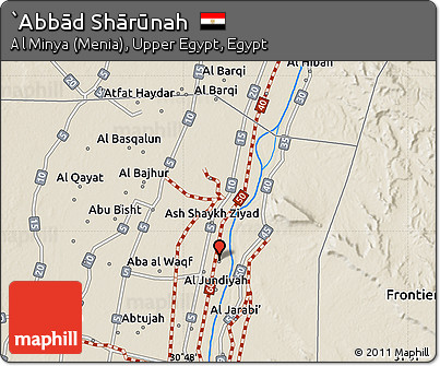 Shaded Relief Map of `Abbād Shārūnah