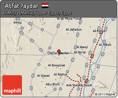 Shaded Relief Map of `Aţfat Ḩaydar