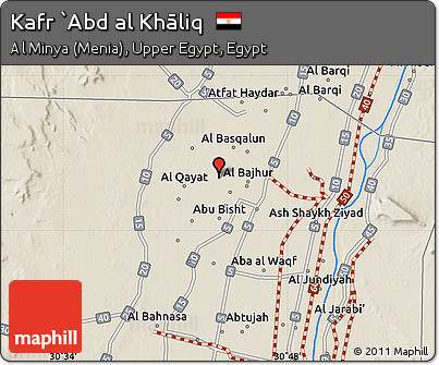 Shaded Relief Map of Kafr `Abd Al Khāliq