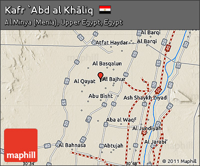Shaded Relief Map of Kafr `Abd Al Khāliq